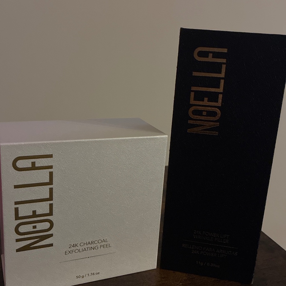 Noella 24k power lift wrinkle filler and 24k charcoal exfoliating peel